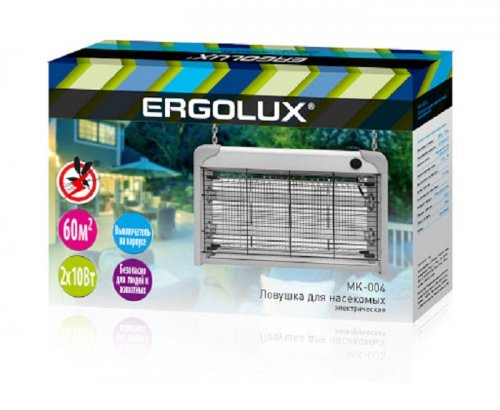 Светильник для насекомых электрический Ergolux MK-004 2х10Вт 220В картинка 